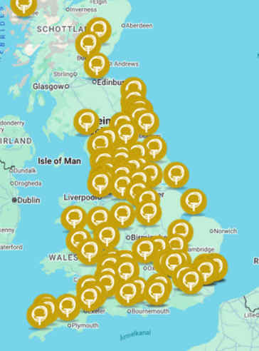 Karte National Tree Week 2024 in Gro&szlig;britannien